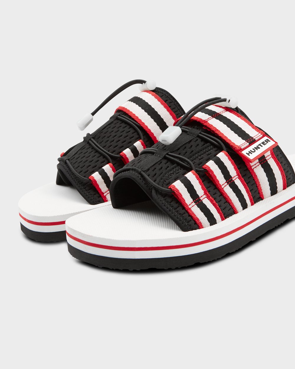 Mens Hunter Slides Black/White/Red - Original Beach - 0814967-OW